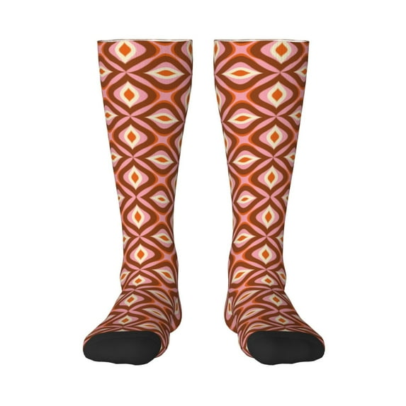Easygdp 70s Retro Style Soccer Socks Sport Knee High Socks Calf Compression Athletic Socks for Men and Women