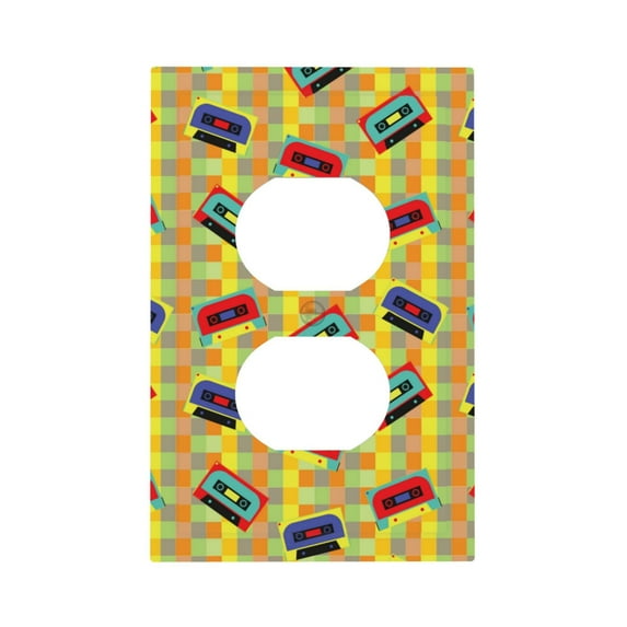 Easygdp 90s Audio Tape Decorator Light Switch or Receptacle Outlet Wall Plate Decorator Wall Plate Child Safe Outlet Cover-Style S