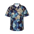 thumbnail image 1 of Easygdp Abstract Blue Squares Men's Hawaiian Shirts Print Lapel Short Sleeve for Beach, vacation, party, casual occasions - XX-Large, 1 of 9
