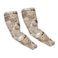 thumbnail image 1 of Easygdp Abstract Coffee Pattern With Letters Adult Ice Silk Sunscreen Arm Cover with Thumbhole, Cooling Compression Arm Cover for Running, 1 of 8