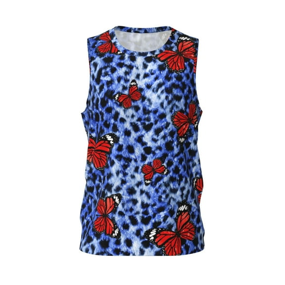 Easygdp Abstract Colorful Butterflies Men's Mesh Basketball Jersey Quick Drying Sleeveless Shirts Fitted Muscle Tank Tops Sport Round Neck T-Shirt - XX-Large