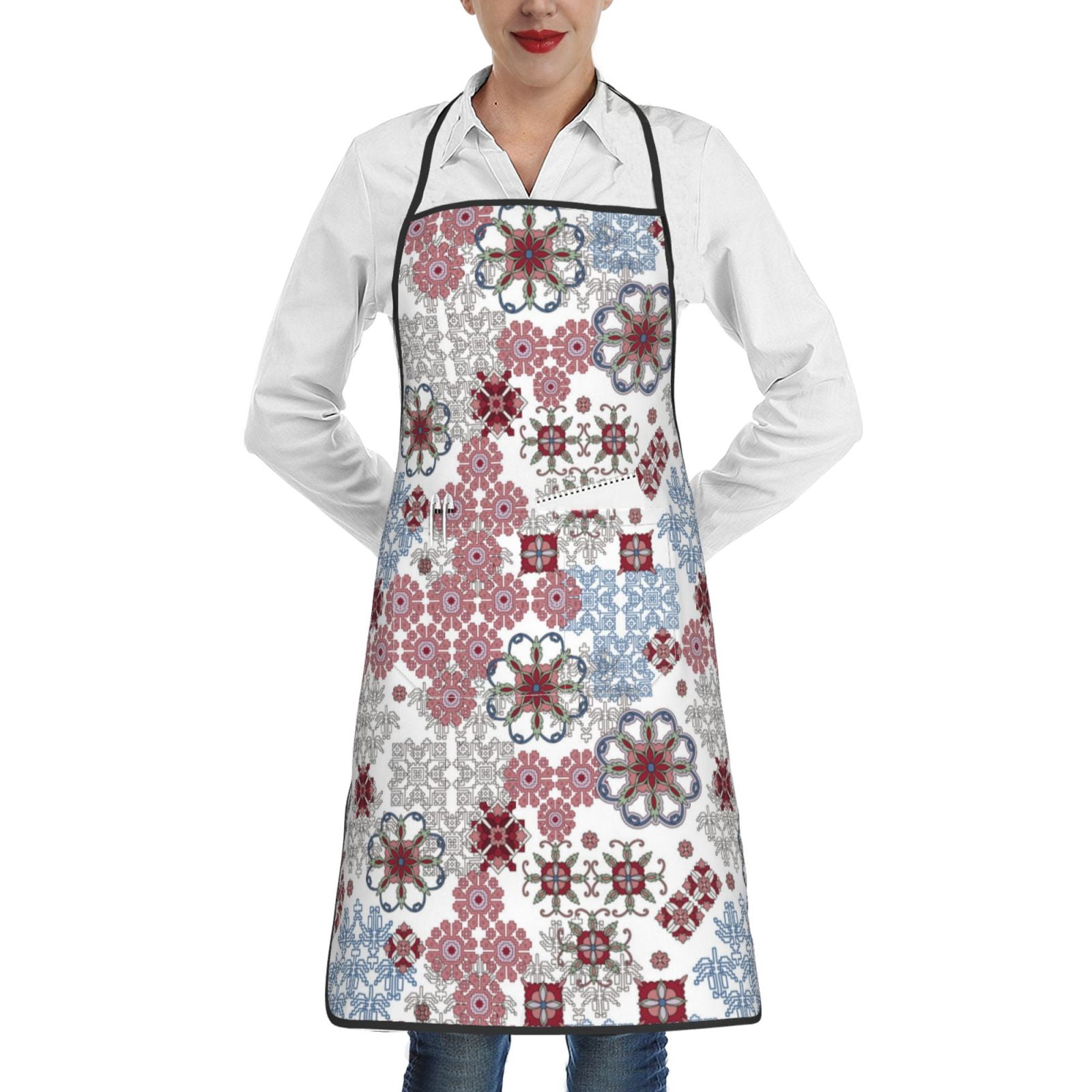 Easygdp Abstract Floral Apron Waterdrop Resistant with 2 Pockets,Oil ...