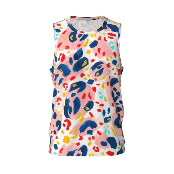 Easygdp Abstract Leopard Print Men's Mesh Basketball Jersey Quick Drying Sleeveless Shirts Fitted Muscle Tank Tops Sport Round Neck T-Shirt - Medium