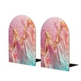 thumbnail image 1 of Easygdp Abstract Pink Gold Splash 2 Pcs Bookend Large Capacity Office Book Ends for Home Office Library School Study Decoration, 1 of 8