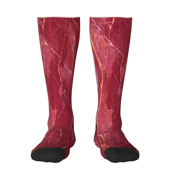 Easygdp Abstract Red Marble Fashionable Adult Sockings&Sports Sockings&Breathable Sockings, Non-Pilling,Contrasting Color Design