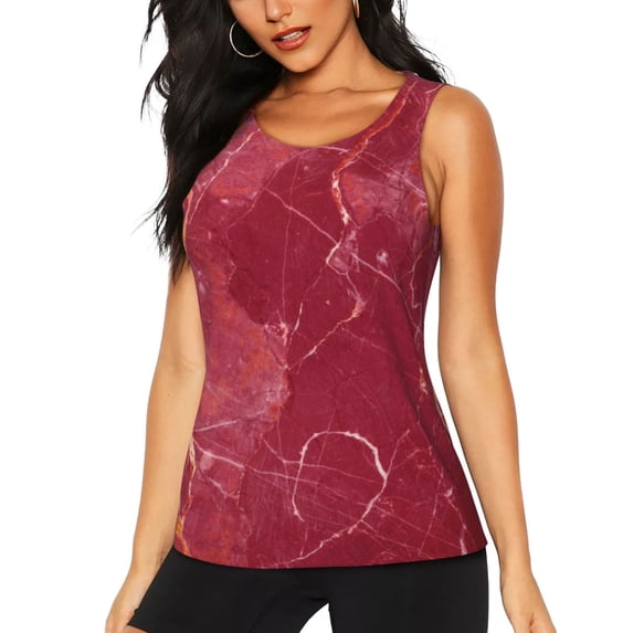 Easygdp Abstract Red Marble Women's Workout Tank Top, Running Top, Hiking Shirt, Quick-Dry for Running, Yoga, Hiking - XX-Large
