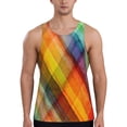 thumbnail image 1 of Easygdp Abstract Watercolors Tartan Men's Tank Top, Sleeveless Muscle T Shirts, Breathable, Quick-Dry, Loose for Gym, Running, Fitness - 3X-Large, 1 of 9
