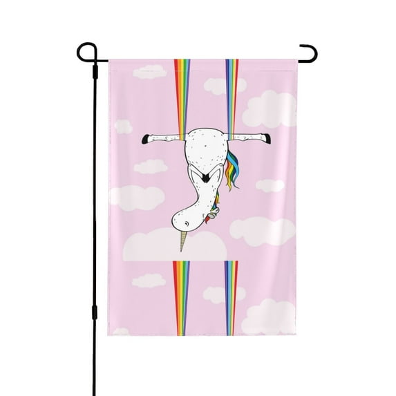 Easygdp Aerial Yoga for Unicorn Garden Flag Yard Flag Welcome Flag, Double-Sided, Weather Resistant for Outdoor Decor - 12.5"x18"