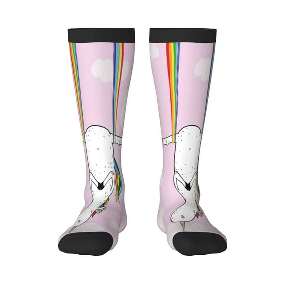 Easygdp Aerial Yoga for Unicorn Soccer Socks Sport Knee High Socks Calf Compression Athletic Socks for Men and Women