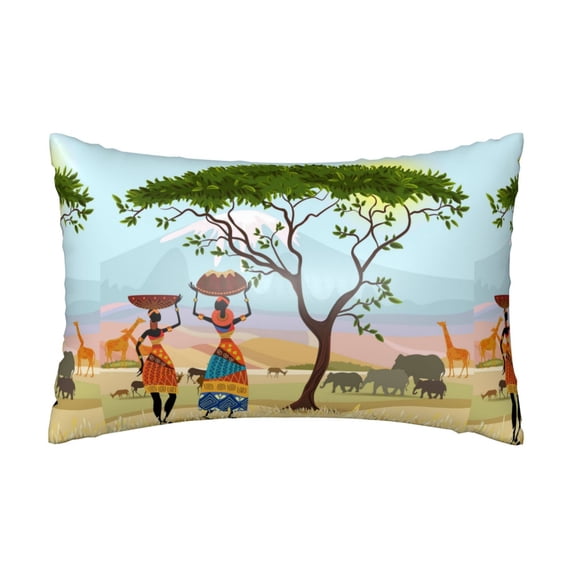 Easygdp African Women Pillowcase 20×30 inches, Throw Pillowcase with Invisible Zipper for Bedroom, Sofa, Office