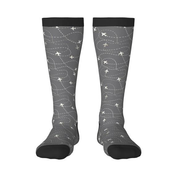 Easygdp Airplane Routes Around The World Soccer Socks Sport Knee High Socks Calf Compression Athletic Socks for Men and Women