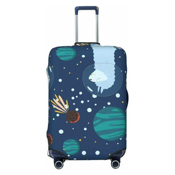 Easygdp Alpaca Astronaut In Space Double-Sided Printed Elastic Suitcase Protective Cover,Invisible Zipper, Business Trip Luggage Cases,Washable And Resistant To Falling -Small