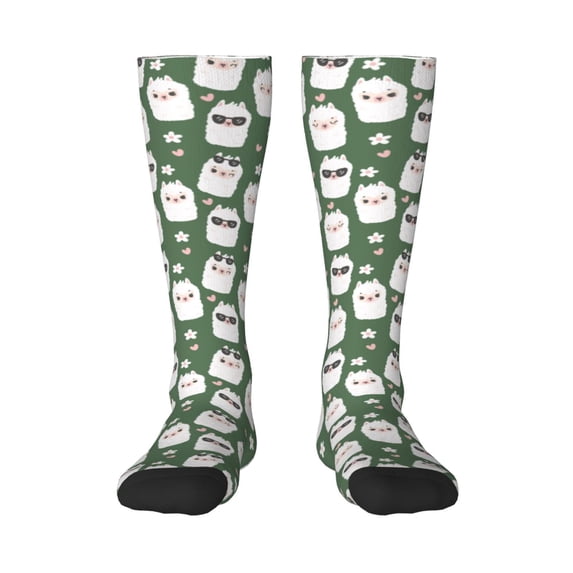 Easygdp Alpaca Faces Soccer Socks Sport Knee High Socks Calf Compression Athletic Socks for Men and Women