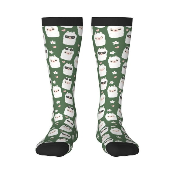 Easygdp Alpaca Faces Soccer Socks Sport Knee High Socks Calf Compression Athletic Socks for Men and Women