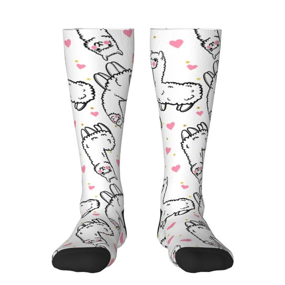 Easygdp Alpacas And Hearts Fashionable Adult Sockings&Sports Sockings&Breathable Sockings, Non-Pilling,Contrasting Color Design