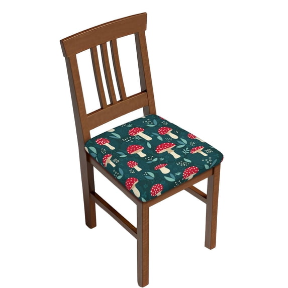 Easygdp Amanita Mushroom Square Chair Cushion Cover Stretch Chair Seat Covers Removable Washable for Hotel, Bedroom, Office