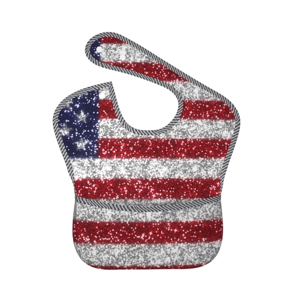 Easygdp America Flag Glitter Bibs For Babies, Baby Bibs for Eating, Toddler Bibs, Waterproof Bibs, Feeding Bibs, for Toddlers, Boys, Girls
