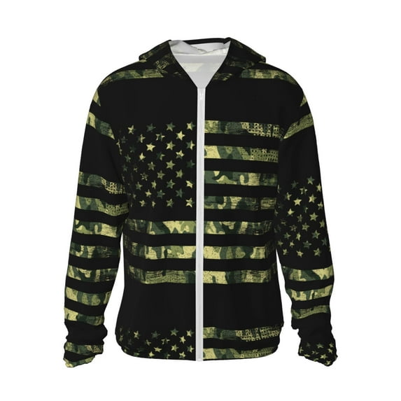 Easygdp American Flag Camo Lightweight Long Sleeve Sun Shirt Sports long-Sleeved Sun Protective Clothing, Quick Drying Breathable - XX-Large