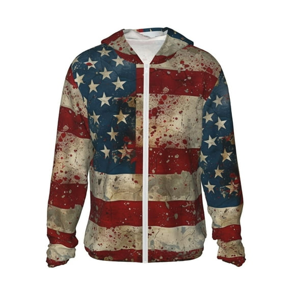 Easygdp American Flag1 Lightweight Long Sleeve Sun Shirt Sports long-Sleeved Sun Protective Clothing, Quick Drying Breathable-Large