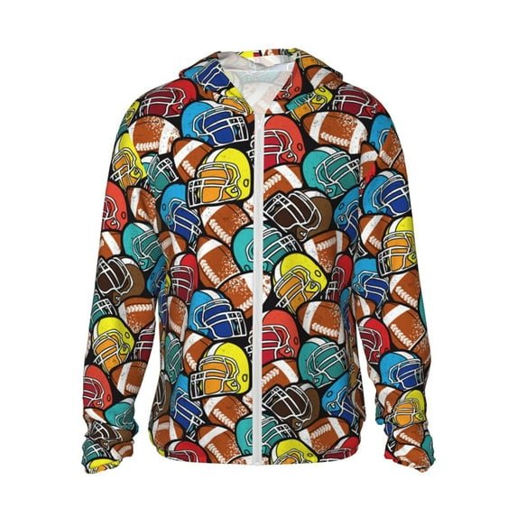 Easygdp American Football Lightweight Long Sleeve Sun Shirt Sports long-Sleeved Sun Protective Clothing, Quick Drying Breathable - Large