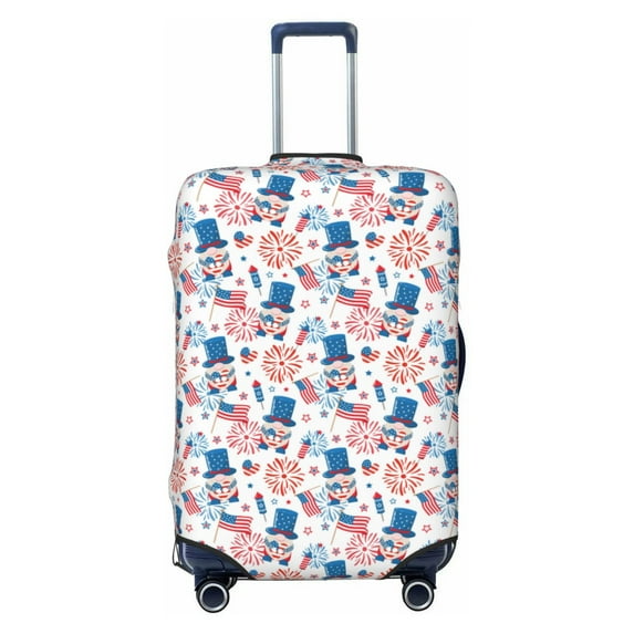 Easygdp American Gnomes Print Elastic and Washable Suitcase Protective Cover with Hidden Zipper Fits 18-32 inch Luggage -Medium