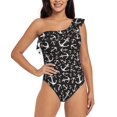 thumbnail image 1 of Easygdp Anchor Women's One Shoulder Ruffle Monokini Bathing Suits with Removable Chest Pad, Quick Drying - XX-Large, 1 of 8