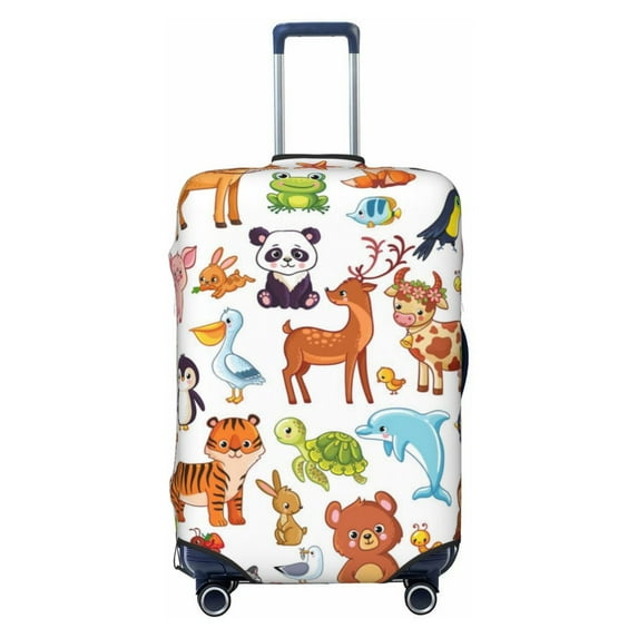 Easygdp Animal Cartoon Style Double-Sided Printed Elastic Suitcase Protective Cover,Invisible Zipper, Business Trip Luggage Cases,Washable And Resistant To Falling -Large