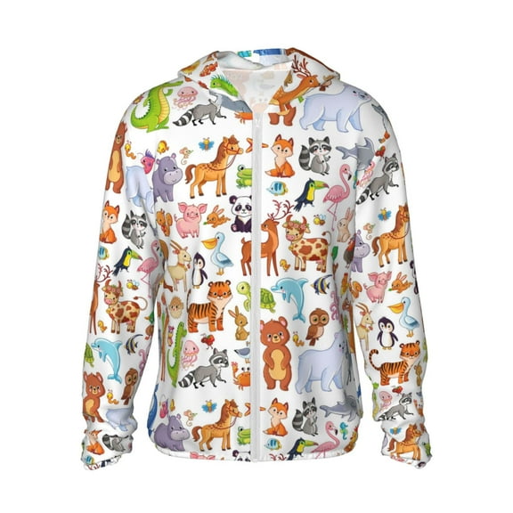 Easygdp Animal Cartoon Style Lightweight Long Sleeve Sun Shirt Sports long-Sleeved Sun Protective Clothing, Quick Drying Breathable - Small