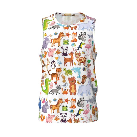 Easygdp Animal Cartoon Style Men's Mesh Basketball Jersey Quick Drying Sleeveless Shirts Fitted Muscle Tank Tops Sport Round Neck T-Shirt - Medium