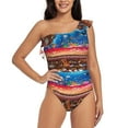thumbnail image 1 of Easygdp Animals On Noah's Ark2 Women's One Shoulder Ruffle Monokini Bathing Suits with Removable Chest Pad, Quick Drying - Medium, 1 of 8