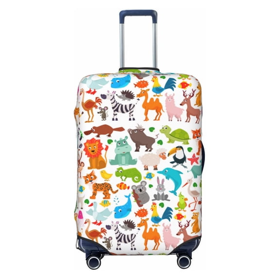 Easygdp Animals Print Elastic and Washable Suitcase Protective Cover with Hidden Zipper Fits 18-32 inch Luggage -Small