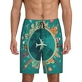 thumbnail image 1 of Easygdp Around The Planet Men's Short Pajama Pants, Sleep Shorts, Household Pants, Casual Pants with Pockets - Medium, 1 of 9