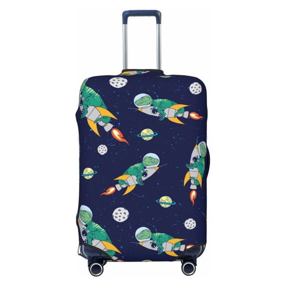Easygdp Astronaut Dinosaur and Space Print Elastic and Washable Suitcase Protective Cover with Hidden Zipper Fits 18-32 inch Luggage -Small