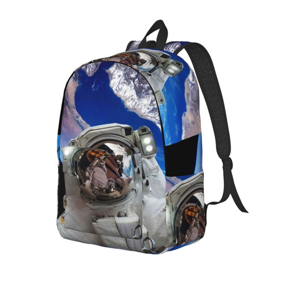 Easygdp Astronaut in Outer Space Durable Canvas Laptop Backpack,Water-Resistant,Adjustable Shoulder Strap,Large Capacity,Lightweight, Fits 15-17in Laptops for School,Work,Travel-Medium