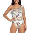 thumbnail image 1 of Easygdp Autumn Garden Women's One Shoulder Ruffle Monokini Bathing Suits with Removable Chest Pad, Quick Drying - X-Large, 1 of 8