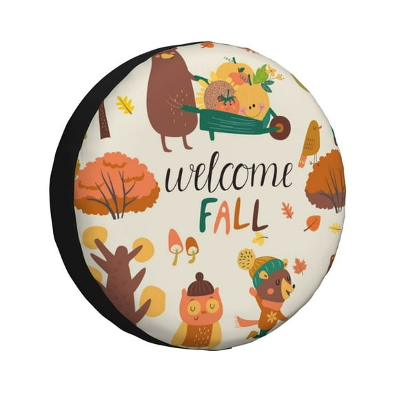 Easygdp Autumn In The Forest Automobile Tire Dust Cover, 14-17in Spare Tire Cover Universal Fit for Trailer, Car, Truck, SUV, Jeep - 15 inch