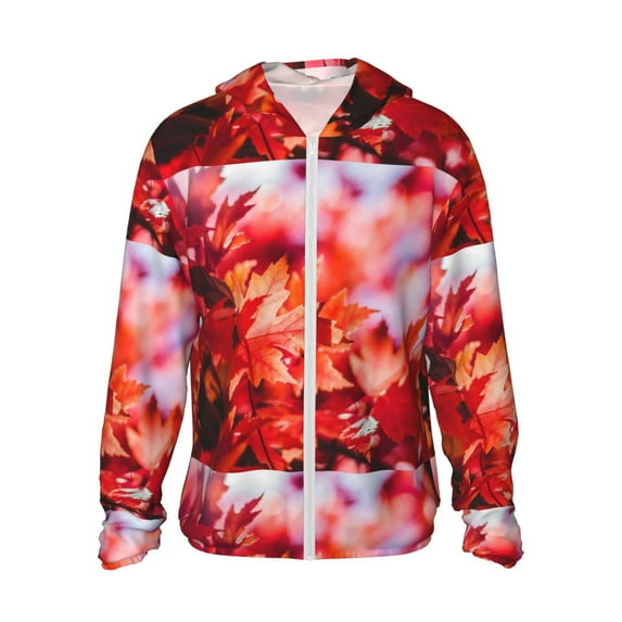 Easygdp Autumn Maple Leaves Lightweight Long Sleeve Sun Shirt Sports long-Sleeved Sun Protective Clothing, Quick Drying Breathable - Small