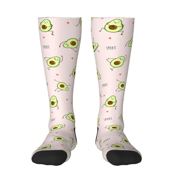 Easygdp Avocado Doing Sport Yoga Soccer Socks Sport Knee High Socks Calf Compression Athletic Socks for Men and Women