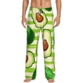 thumbnail image 1 of Easygdp Avocado Green Striped Men's Pajama Pant, Sleep Elastic Waistband Lounge Pants - Large, 1 of 9