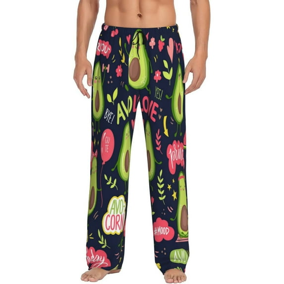 Easygdp Avocado Love Men's Pajama Pant, Sleep Elastic Waistband Lounge Pants - Medium