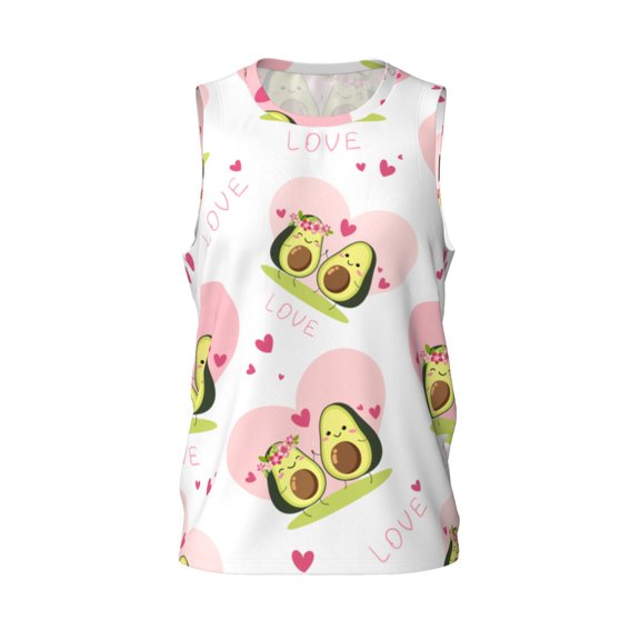 Easygdp Avocado Lovers Men's Mesh Basketball Jersey Quick Drying Sleeveless Shirts Fitted Muscle Tank Tops Sport Round Neck T-Shirt - Large