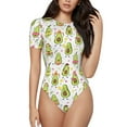 thumbnail image 1 of Easygdp Avocado Playing Music Women's One-Piece Swimsuit Slim Fit Crew Neck Bodysuit Athletic Swimwear with Concealed Buckle - X-Large, 1 of 9