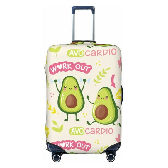 Easygdp Avocado Work Out Double-Sided Printed Elastic Suitcase Protective Cover,Invisible Zipper, Business Trip Luggage Cases,Washable And Resistant To Falling -X-Large