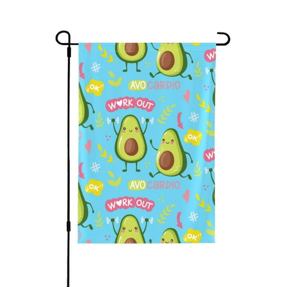 Easygdp Avocado Work Out Garden Flag Yard Flag Welcome Flag, Double-Sided, Weather Resistant for Outdoor Decor - 28"x40"