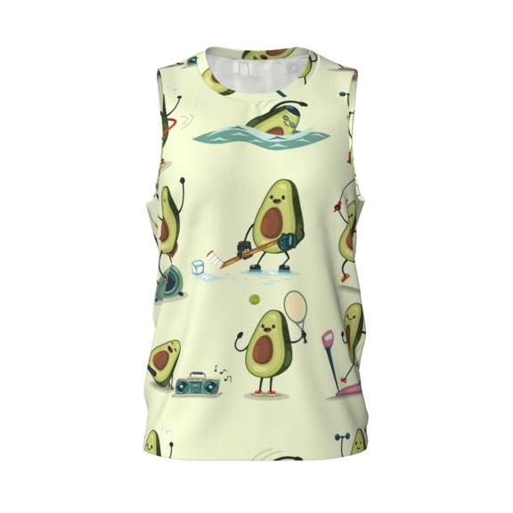 Easygdp Avocado for Exercise Men's Mesh Basketball Jersey Quick Drying Sleeveless Shirts Fitted Muscle Tank Tops Sport Round Neck T-Shirt - Medium