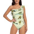 thumbnail image 1 of Easygdp Avocado for Exercise Women's One Shoulder Ruffle Monokini Bathing Suits with Removable Chest Pad, Quick Drying - Small, 1 of 8