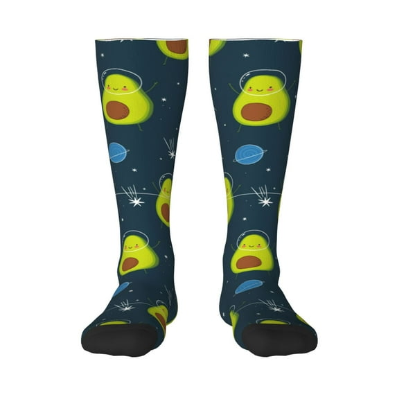 Easygdp Avocado in Space Soccer Socks Sport Knee High Socks Calf Compression Athletic Socks for Men and Women