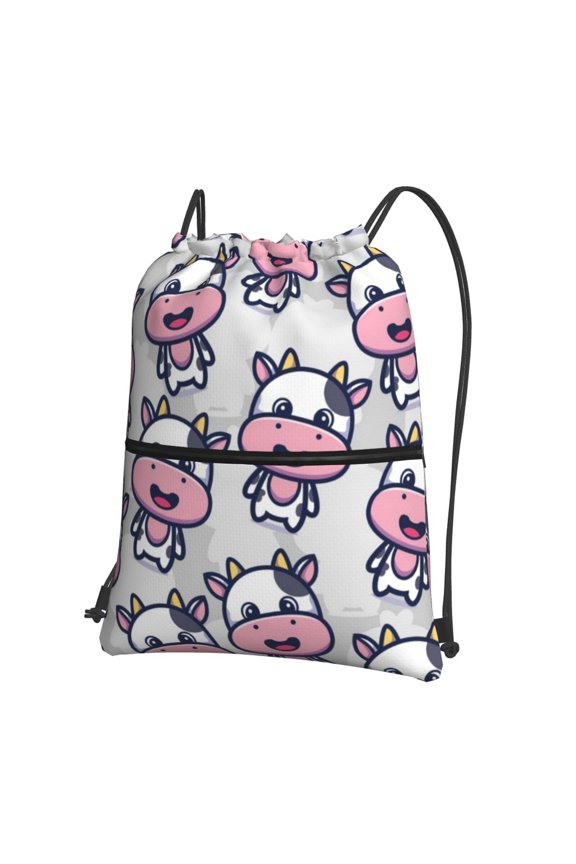 Baby Cow Drawstring Backpack Gym Bag,Sport Gym Sackpack,Gym Sack with Side Pocket for Men Women