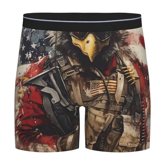 Easygdp Bald Eagle Soldier Men's Boxer Briefs Men’s Underwear Boxer Briefs for Men