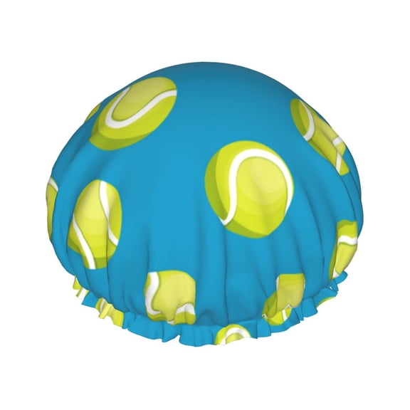 Easygdp Ball Tennis Shower Caps for Women, Double Waterproof Layers Shower Cap, Quick Drying Bath Hair Cap Reusable